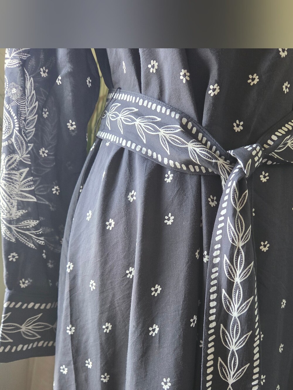 FARM Rio Black Floral Paisley Bloom Cotton Blend Maxi Dress Small Western Boho - Picture 4 of 13